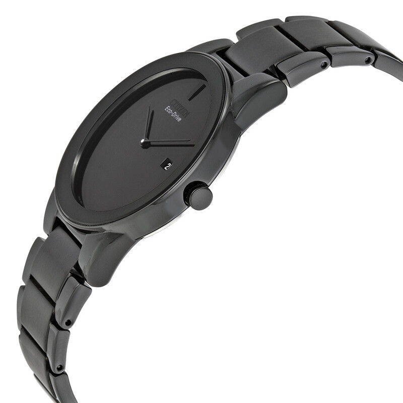 Citizen Axiom Eco Drive Black Dial Black Ion-plated Men's Watch