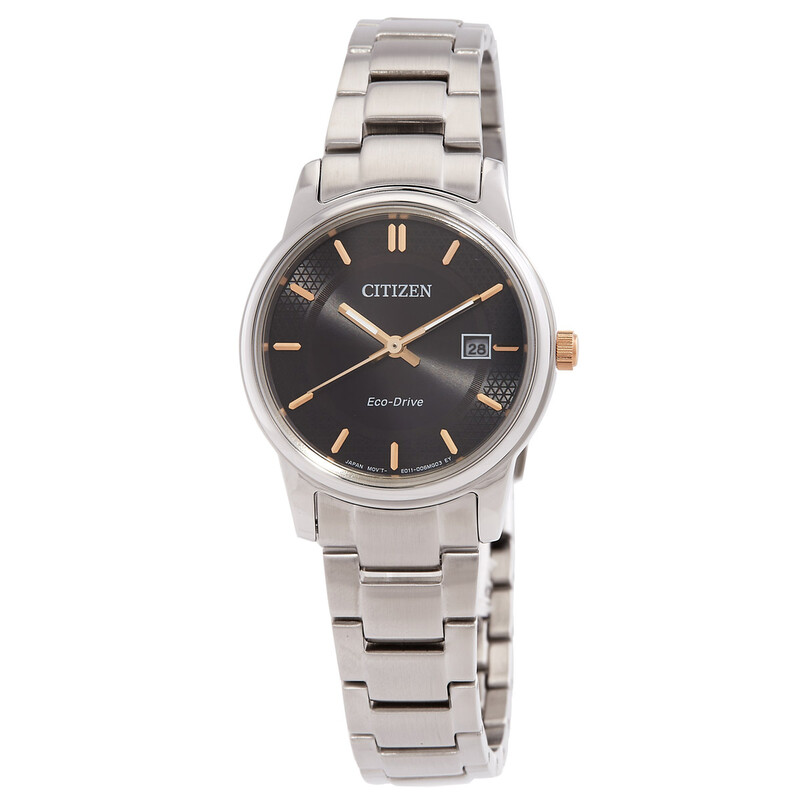 ソニア。オークル、STCC Citizen Black Dial Stainless Steel Band Ladies Watch EW2317-76E