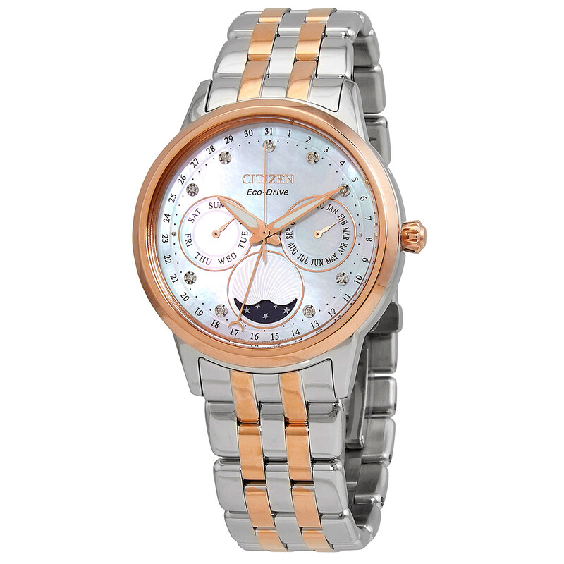 Citizen Ladies Eco Drive Calendar Watch! New! Sale! Citizen Eco-Drive Calendrier Moonphase Blue Diamond Accent  main image 3