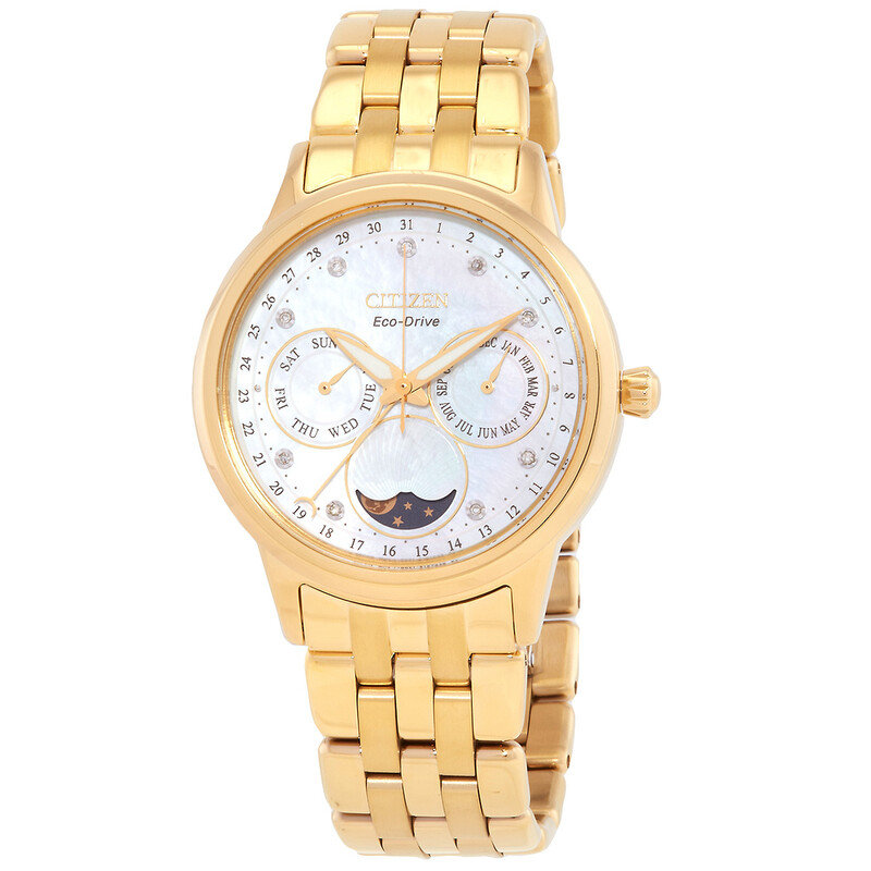 Citizen Calendrier Moon Phase Diamond White Mother of Pearl Dial