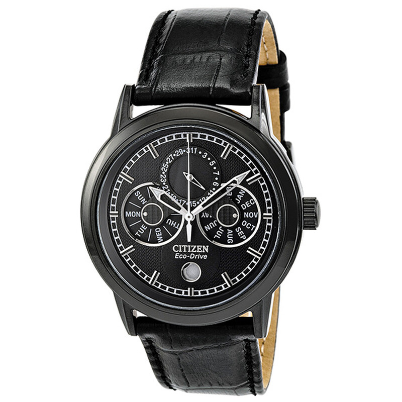 Citizen Caliber 8651 Eco-Drive Moonphase Black Dial Men's Watch