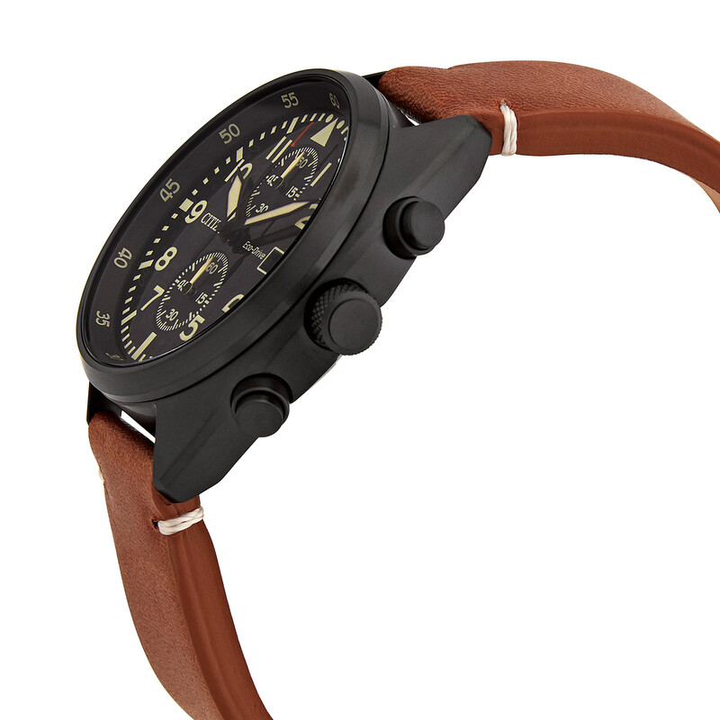 Citizen Chronograph Black Dial Brown Leather Men's Watch CA7045-14E ...