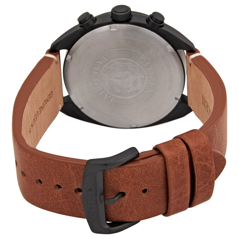 Citizen Chronograph Black Dial Brown Leather Men's Watch CA7045-14E ...