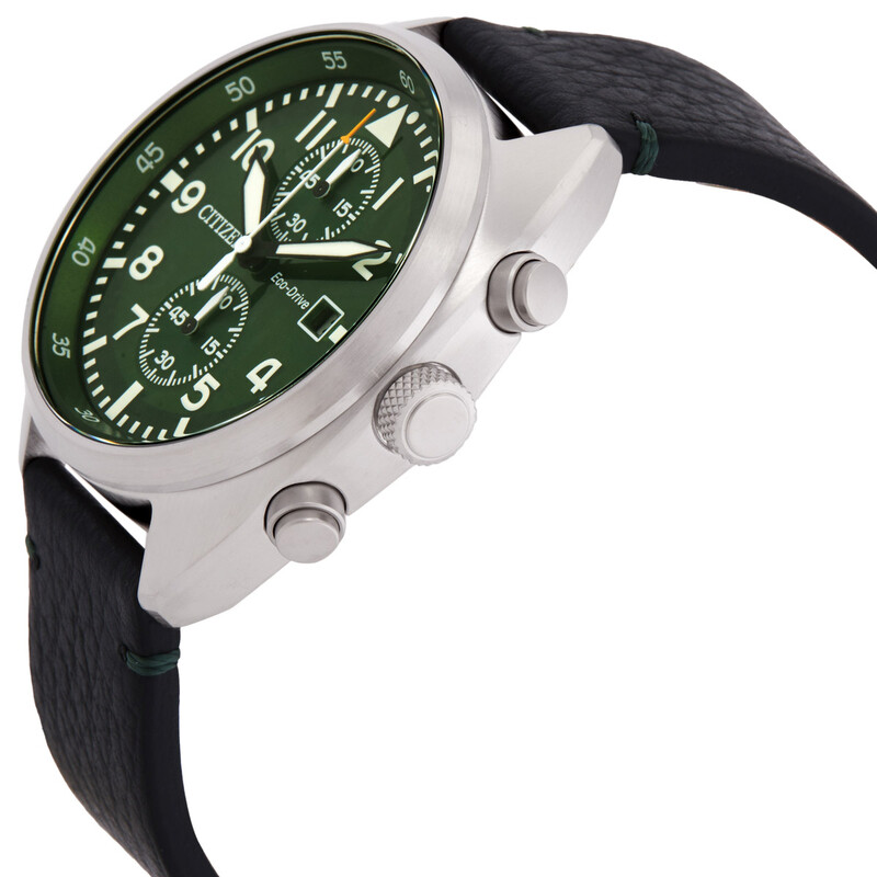 Citizen Chronograph Eco-Drive Green Dial Men's Watch CA7041-07X