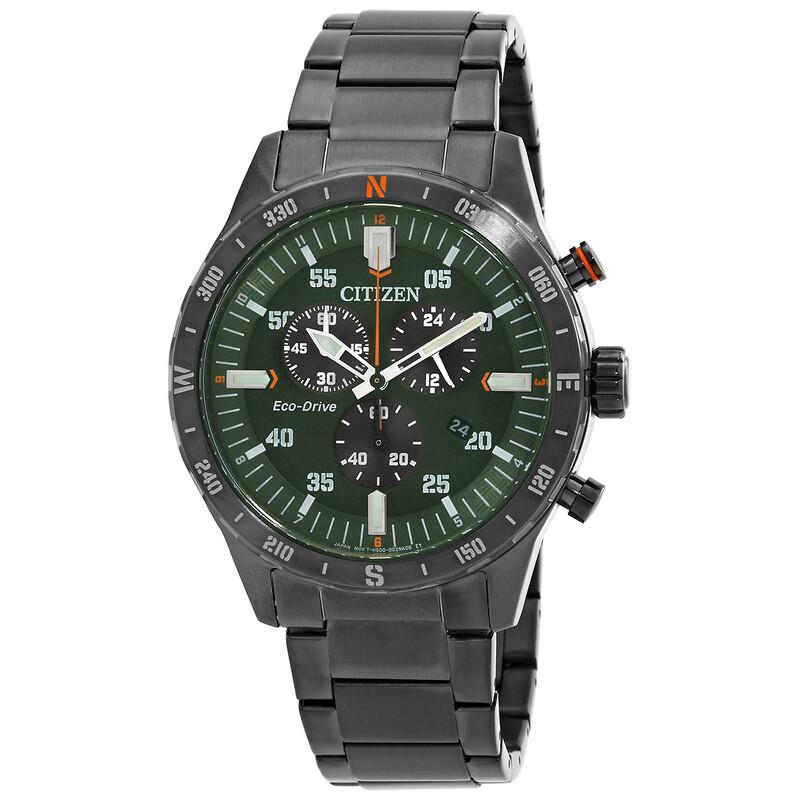 Citizen Chronograph GMT Eco-Drive Green Dial Men's Watch AT2527