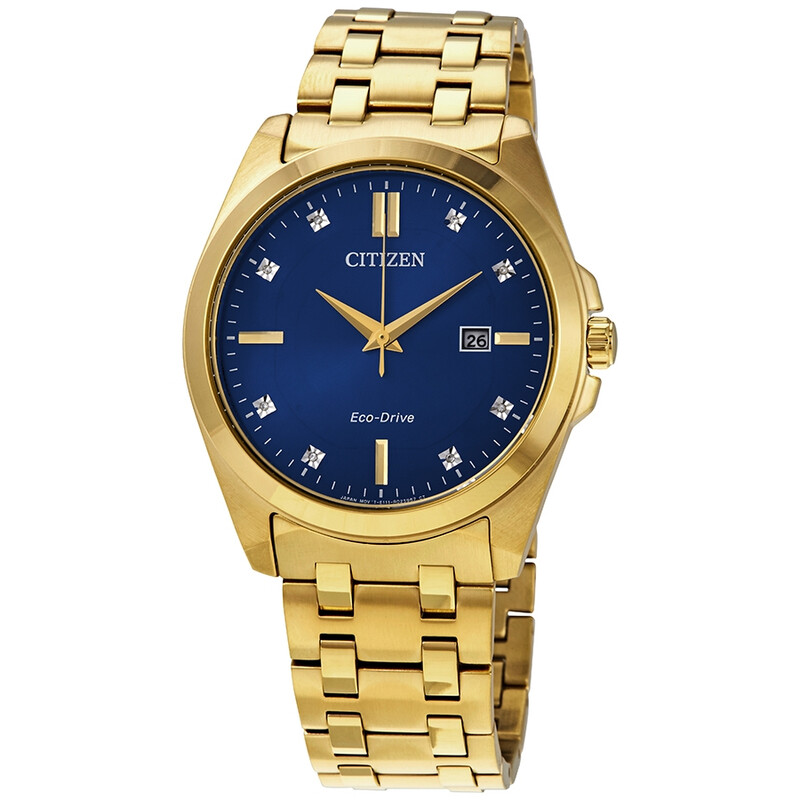 ダークブルー+金ローマ　シチズンVEGA junctionメンズ Citizen Corso Eco-Drive Diamond Blue Dial Watch BM7103-51L