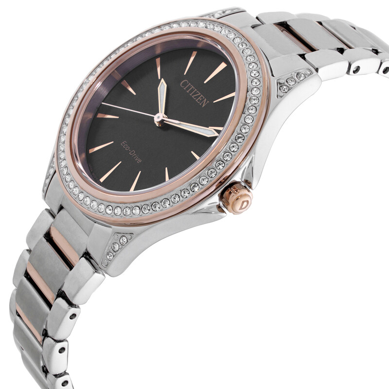 Citizen Crystal Black Dial Ladies Watch EM0946-58E 