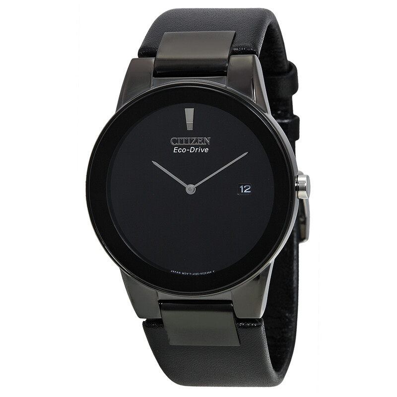 Citizen Eco Drive Axiom Black Dial Black Leather Men's Watch