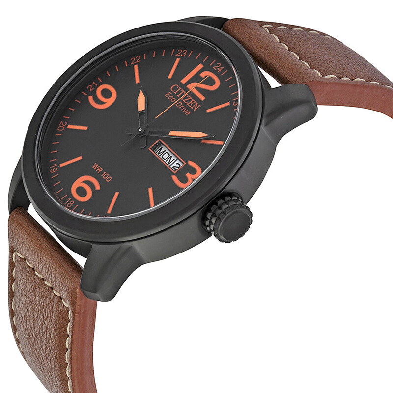 オマメ Citizen Marine 1810 Eco-Drive Black Dial Men's Watch AW1816-89E