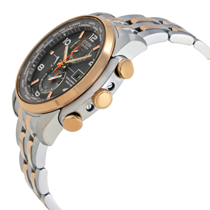 CITIZEN Eco-Drive GMT World Time 本体 Citizen Eco Drive World Time Grey Dial Two-tone Men's Watch AT9016