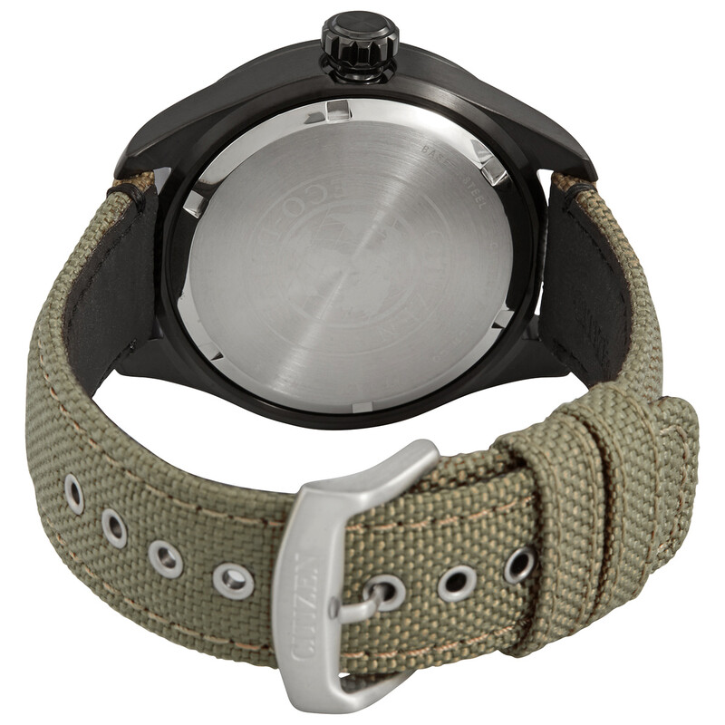 Citizen Eco-Drive Beige Dial Khaki Green Nylon Men's Watch AW5005