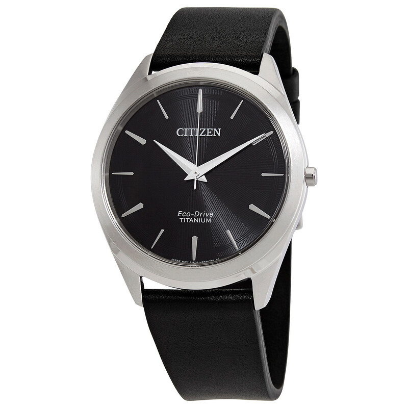 Citizen Eco-Drive Black Dial Black Leather Men's Watch BJ6520-15E