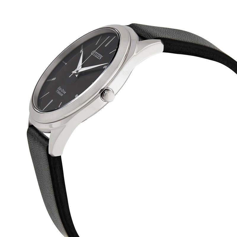Citizen Eco-Drive Black Dial Black Leather Men's Watch BJ6520-15E
