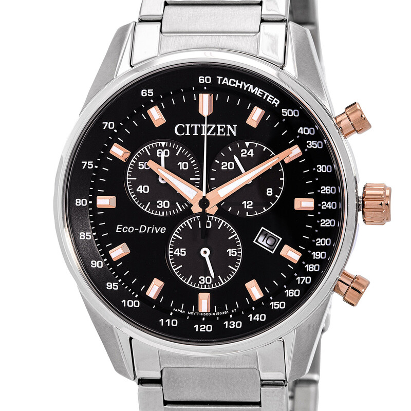 Citizen Eco-Drive Chronograph Black Dial Men's Watch AT2396-86E
