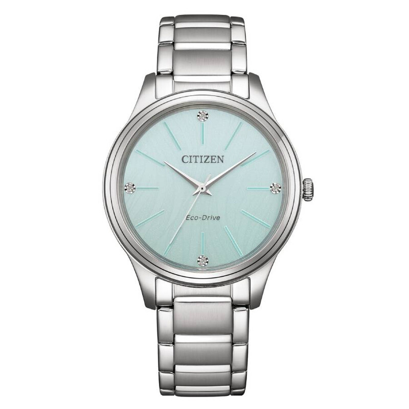Citizen Women\'s 36mm Mint Green Sport Date Indicator Eco-Drive Silver Watch Citizen Marine Eco Drive Crystal Accents Stainless Steel  main image 4