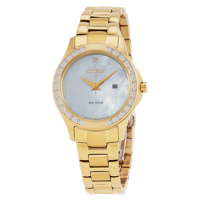 Citizen Eco-Drive Crystal Mother of Pearl Dial Ladies Watch EW2642