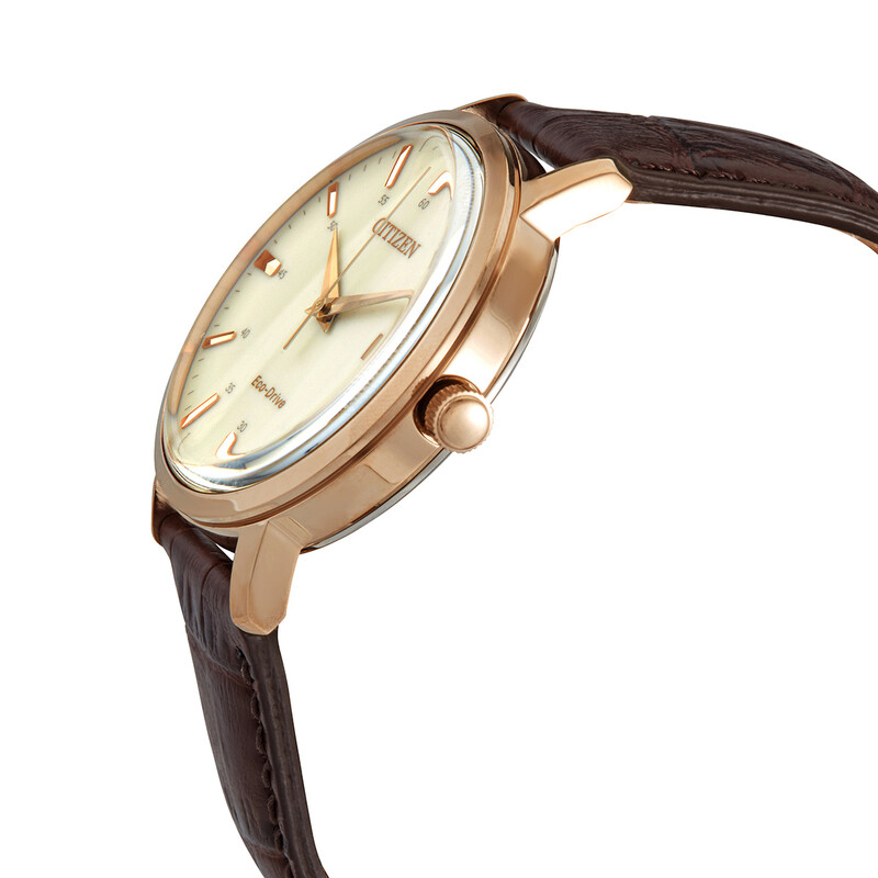 Citizen Eco-Drive Gold Dial Brown Leather Men's Watch BM7463-12A