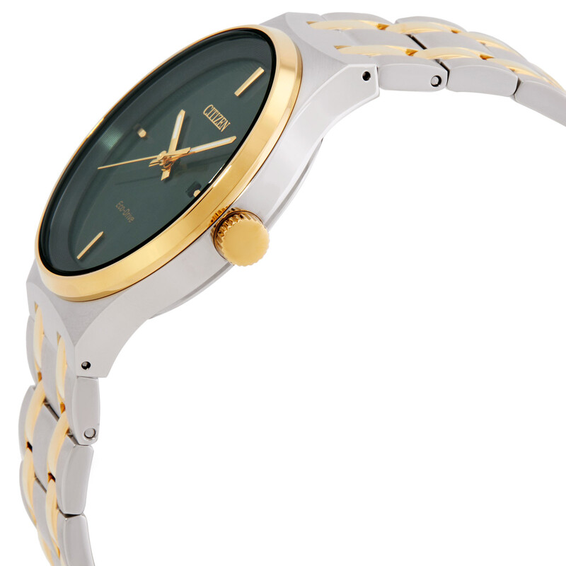 CITIZENのレザークロック Citizen Eco-Drive Green Dial Men's Watch BM7654-57X 4974374345714