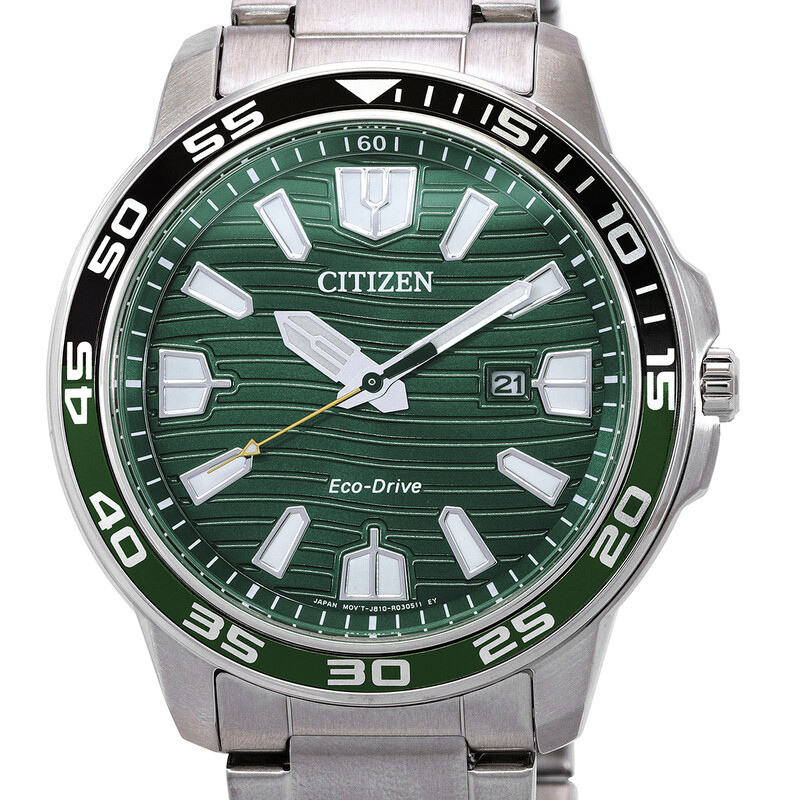 Citizen Eco-Drive Green Dial Stainless Steel Men's Watch AW1526