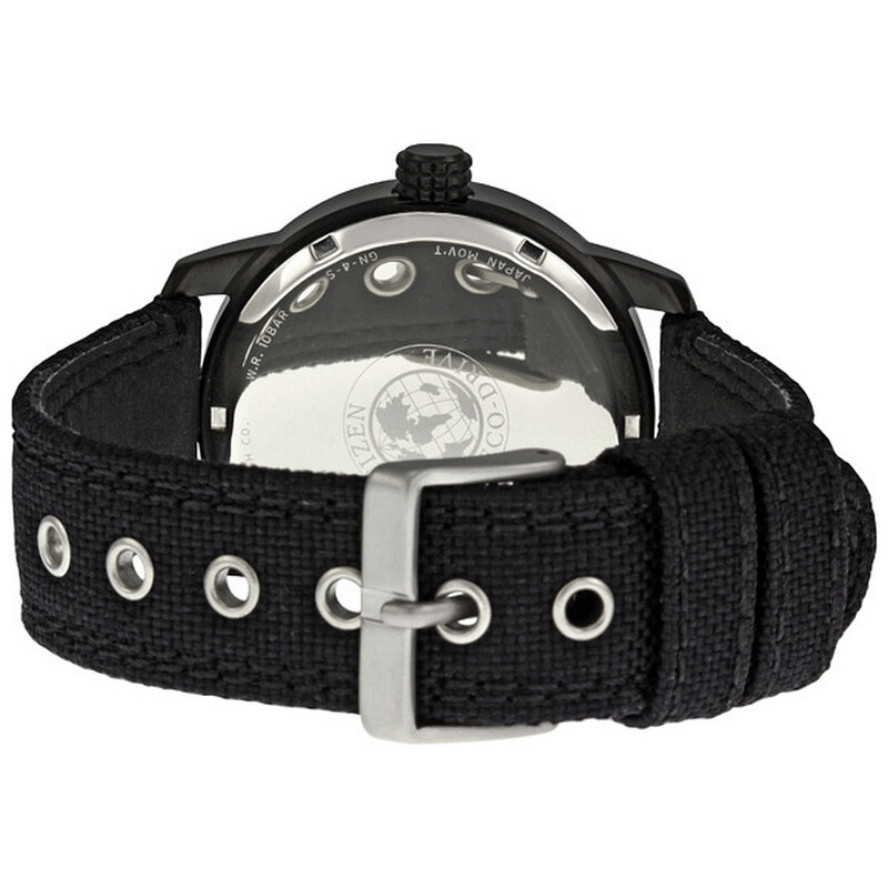Citizen Eco-Drive Military Black-plated Steel Canvas Strap Men's