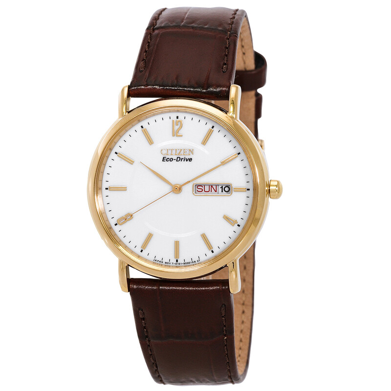 Citizen Eco-Drive White Dial Brown Leather Men's Watch BM8242-08A