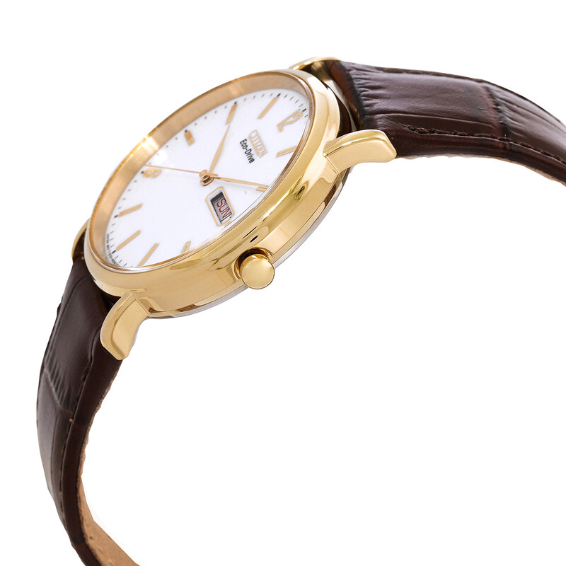 Citizen Eco-Drive White Dial Brown Leather Men's Watch BM8242-08A