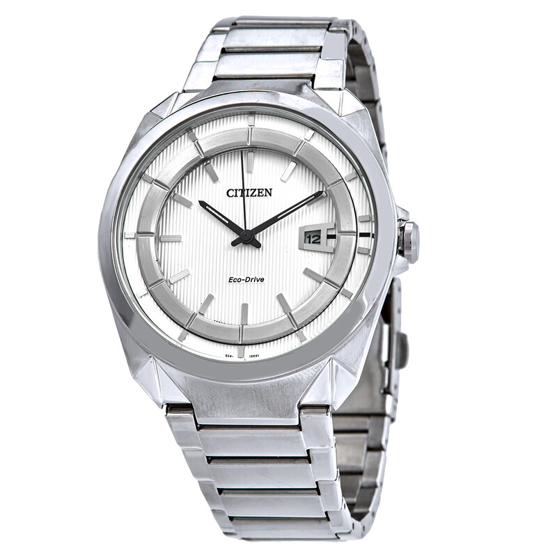 Citizen Eco-Drive White Dial Stainless Steel Men's Watch AW1010