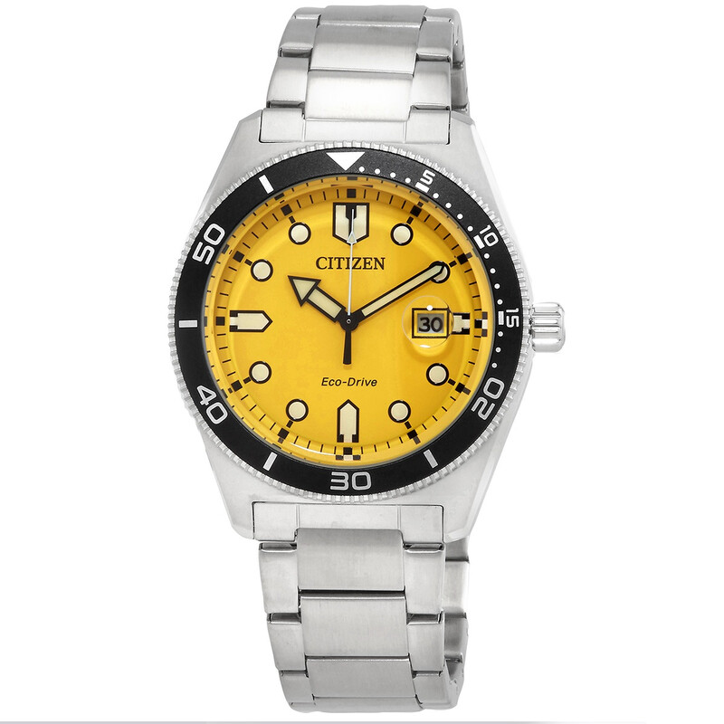 Citizen Eco-Drive Yellow Dial Men's Watch AW1760-81Z 4974374334008
