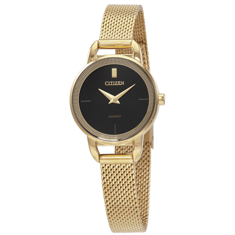 Citizen Gold-Tone Stainless Quartz Black Dial Ladies Watch EZ7002