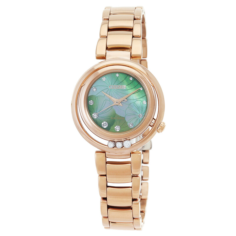 Citizen L Eco-Drive Diamond Green Mother of Pearl Dial Ladies