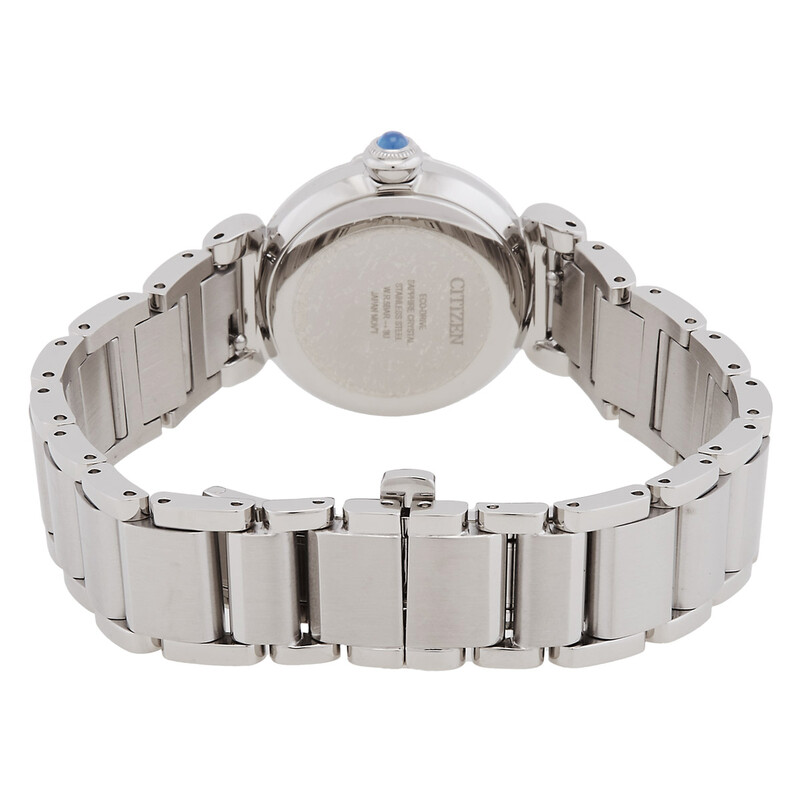 Citizen eco-drive ladies mother of pearl dial white leather dress watch Citizen L Mae White Mother of Pearl Dial Ladies Watch EM1130  main image 2