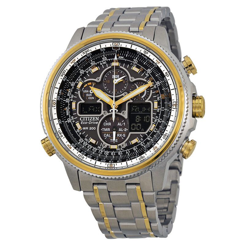 Citizen Navihawk A-T Eco-Drive Black Dial Two-tone Stainless Steel