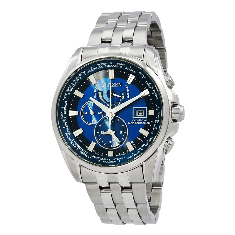 Citizen Perpetual Alarm World Time GMT Eco-Drive Blue Dial Men's