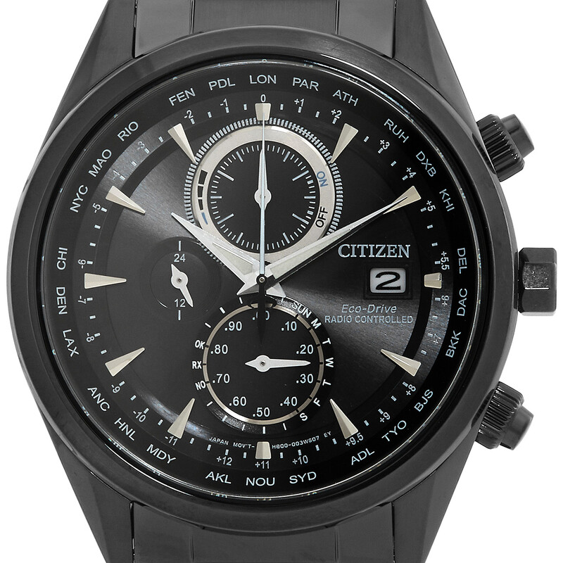 Citizen Perpetual Alarm World Time Chronograph GMT Black Dial