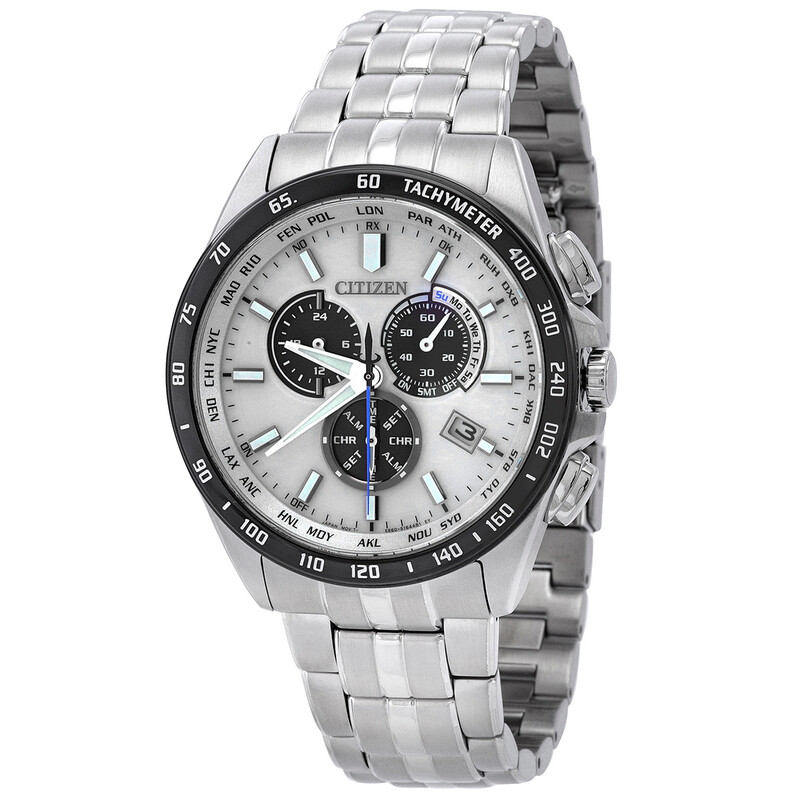 Citizen Perpetual Alarm World Time Chronograph GMT Silver Dial