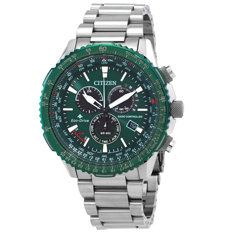 Citizen Promaster Air A-T World Time Chronograph GMT Green Dial