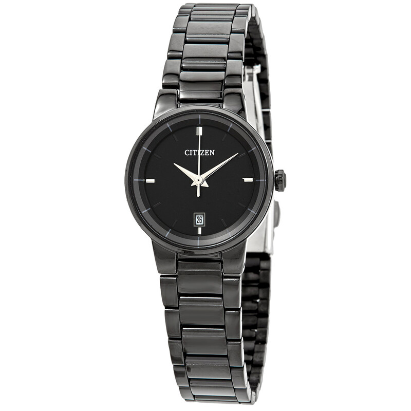 CITIZEN クォーツ腕時計 ブラック Citizen Quartz Black Dial Black Ion-plated Ladies Watch EU6017-54E