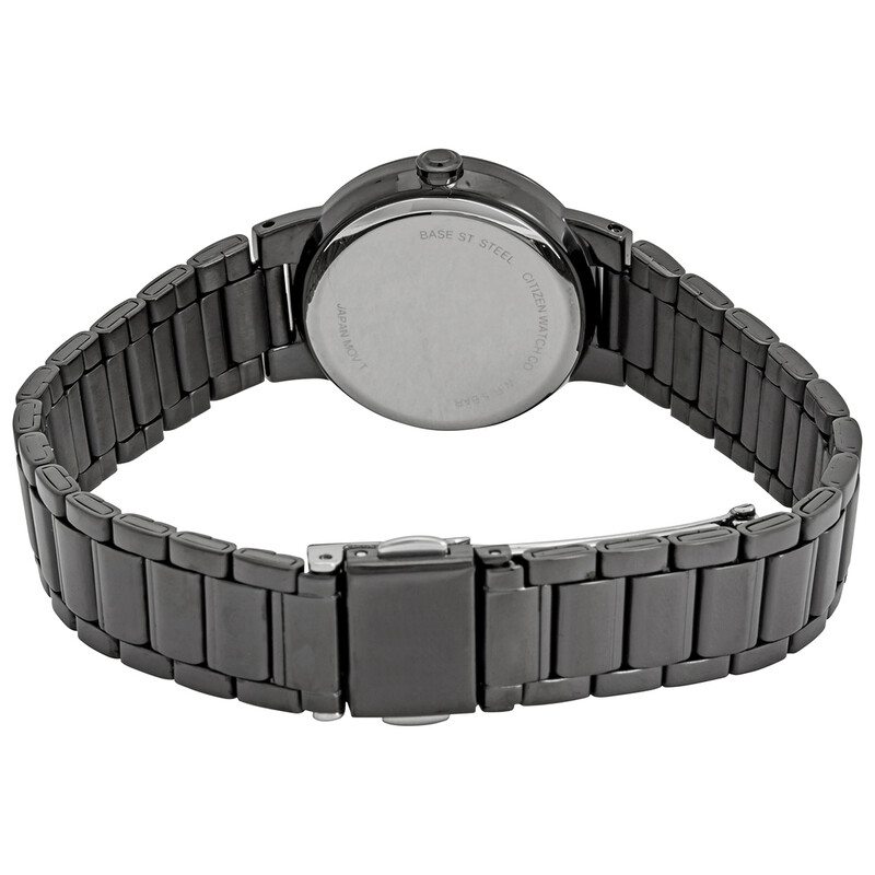 Citizen Quartz Black Dial Black Ion-plated Ladies Watch EU6017-54E