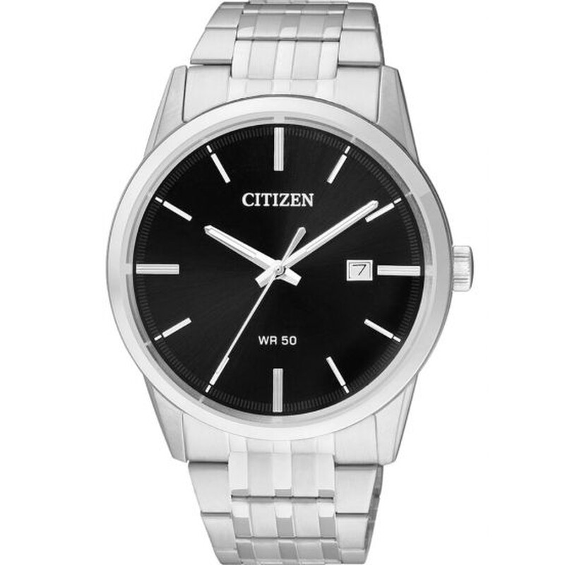 Citizen Quartz Black Dial Stainless Steel Men's Watch BI5000-52E