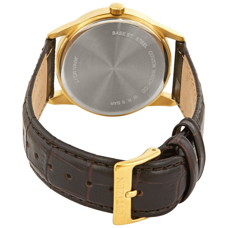Citizen Quartz Black Dial Dark Brown Leather Men's Watch BI5002
