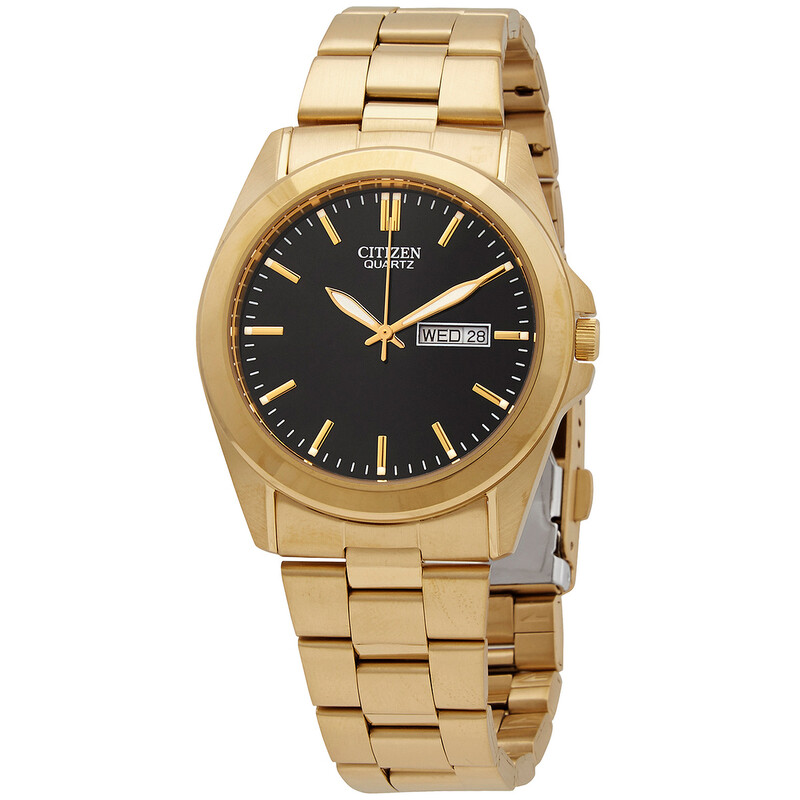 Citizen Quartz Black Dial Yellow Gold-tone Men's Watch BF0582-51F