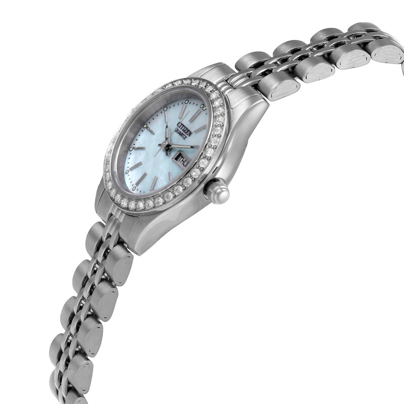 NWT Citizen Quartz Crystal Blue Dial Ladies Watch Citizen Quartz Crystal Blue Mother of Pearl Dial Ladies  main image 3