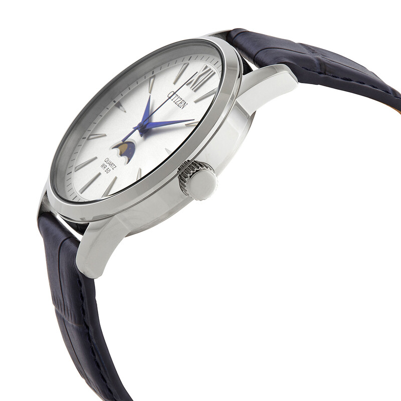 aki00 Citizen Quartz Silver Dial Blue Leather Men's Watch AK5000-03A
