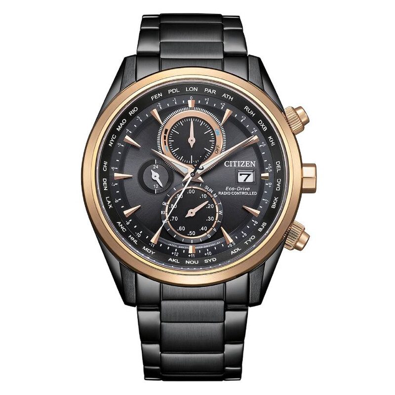 Citizen Radio-Controlled World Time Chronograph Black Dial Men's