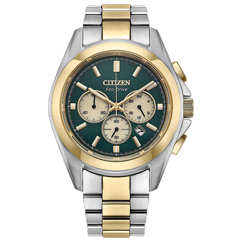 カエチッチ Citizen Sport Luxury Chronograph Green Dial Men's Watch CA4684-54X
