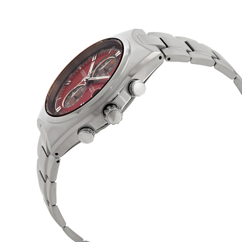 Citizen Super Titanium Chronograph Eco-Drive Red Dial Men's Watch