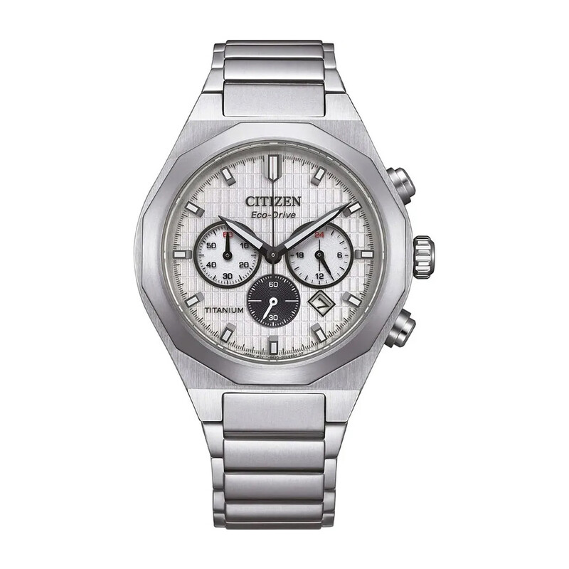 シェーン Citizen Zenshin Senkei Chronograph Silver Dial Watch CA4690-51A