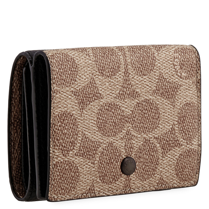Coach Black/Khaki Trifold Origami Coin Wallet 76312 BK/KH