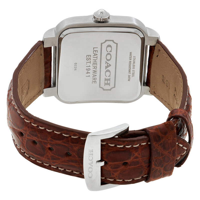 Coach Brown Leather Silver Quartz Beige Dial Men display picture 2