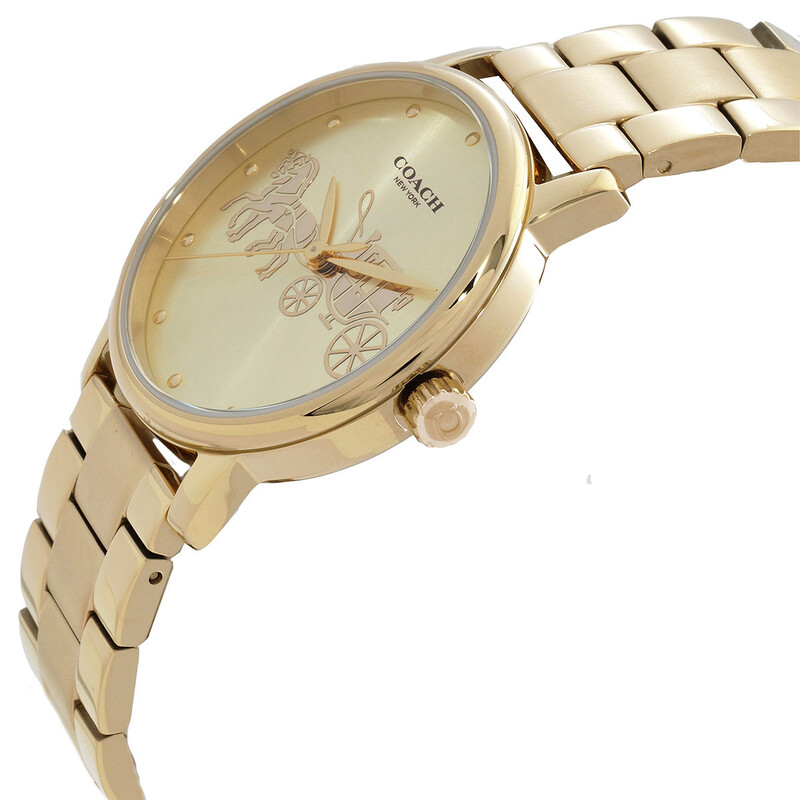 Coach Grand Quartz Gold Dial Ladies Watch 14503075 - Watches